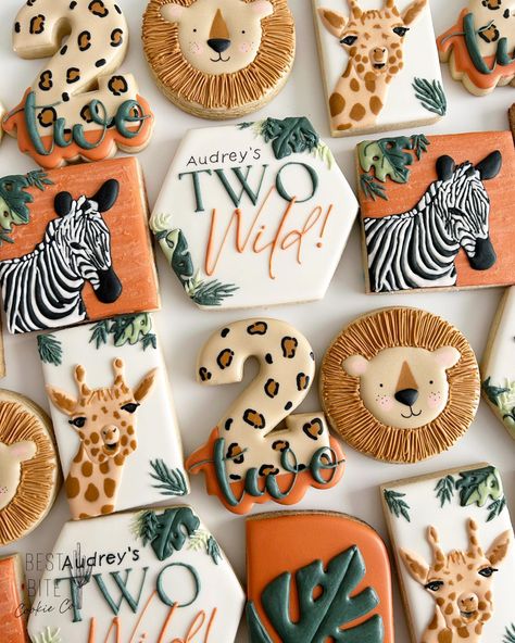 Best Bite Cookie Co. | Custom Cookie Art (@bestbitecookieco) • Instagram photos and videos Two Wild Decorated Cookies, Lion Decorated Cookies, Cheetah Cookies Decorated, 2 Cookies Decorated, Two Wild Birthday Cookies, Party Animal Cookies, Animal Sugar Cookies, Crochet Cookies, Fondant Biscuits