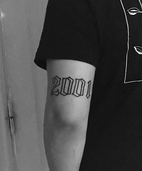 2001 Tattoo Ideas Men, 2001 Tattoo Font, 2001 Tattoo Design, Est 2001 Tattoo, Birth Year Tattoo Men, Gangsta Tattoos Men, 2001 Tattoo Ideas, Manga Tattoo Hombre Ideas, 2007 Tattoo Ideas