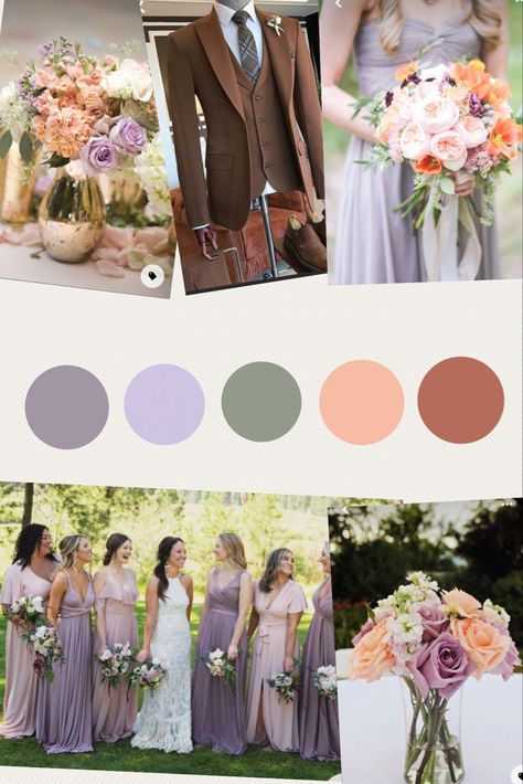 Dusty Purple And Orange Wedding, Dusty Purple Wedding Colors, Terracotta Lavender Wedding, Lilac And Burnt Orange Wedding, Lilac And Terracotta Wedding, Purple And Terracotta Wedding, Terracotta And Lavender Wedding, Lavender Color Palette Wedding, Lilac And Terracotta