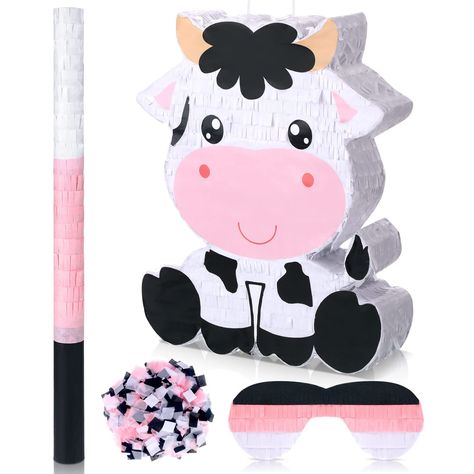 PRICES MAY VARY. Cow Themed Combination Set: the package contains 1 piece of cow pinata, 1 piece of blindfold, 1 piece of stick and 1 pack of confetti, mainly in pink, white and black colors, cute and beautiful, sufficient to meet your various demands Hold Many Items: the animal pinata is in proper sizes, suitable to fill with candies, popcorn, chocolates, confetti or beautiful colored papers, bringing you an interesting use experience Bring You a Lot of Fun: you can put some candy or small gift Pink Farm Animal Birthday Party, Diy Cow Pinata, Cow Print 3rd Birthday, Animal Piñata, Cow Piñata, Pink Cow Birthday Party Centerpieces, Farm Animal Themed Birthday Party, Animal Pinata, Cow Theme Pinata