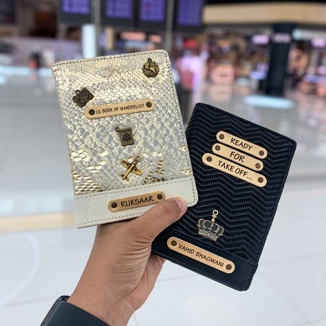 Find your perfect match with our designer passport covers! Whether you're 'ready for take-off' or adding stories to your 'lil book of wanderlust,' these custom covers celebrate your journeys together. ✈️ #travelingduo #custompassportcovers #adventuretogether #premiumdesign #explorewithstyle #travelgoals #travelinstyle #airportlook #tpcgifts Passport Cover Design, Airport Look, H Style, Passport Cover, Travel Goals, Premium Design, Travel Style, Perfect Match, Cover Design