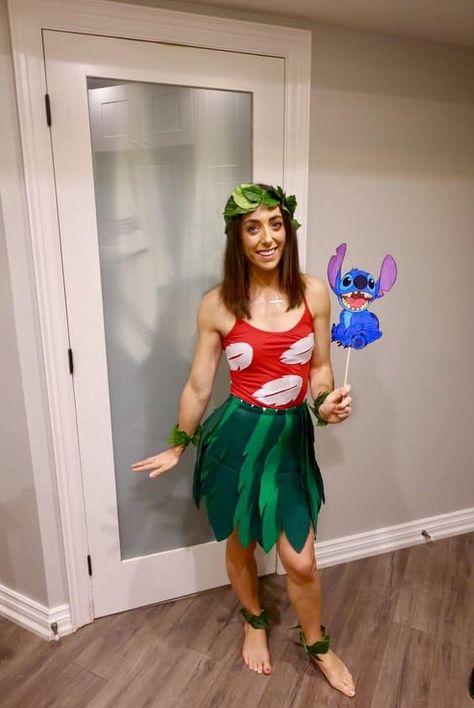 31 Easy Disney Halloween Costumes for Women » Lady Decluttered Diy Lilo Costume Women, Lilo Costume Diy Women, Easy Disney Halloween Costumes, Disney Characters Costumes Diy, Disney Halloween Costumes For Women, Lilo And Stitch Halloween, Halloween Costumes Disney, Lilo Costume, Lilo And Stitch Costume