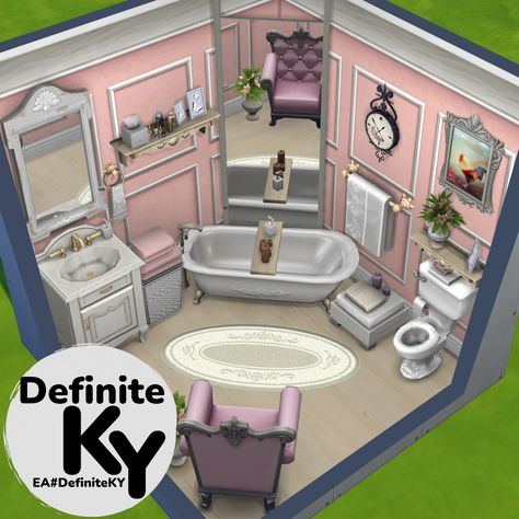 Functional in game play. Download from EA gallery #DefiniteKY2 Sims 4 Bathroom Base Game, Sims 4 Base Game Bathroom, Bathroom 3x3, Sims 4 Bathroom Ideas, Sims Bathroom, Sims 4 Bathroom, Sims 4 Base Game, Teapot Ideas, Home Design 3d