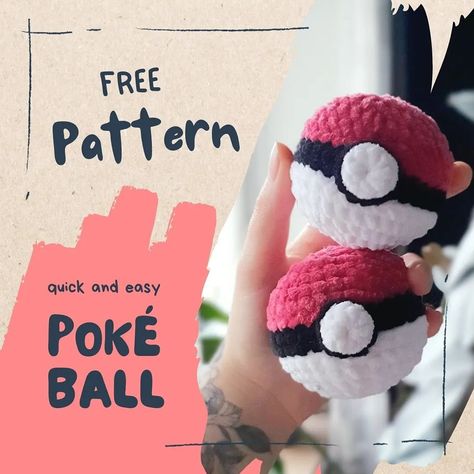 Pokeball Crochet Pattern, Pokeball Pattern, Pokemon Amigurumi, Granny Square Pattern Free, Chunky Yarn Crochet, Crochet Pokemon, Pokemon Ball, Ball Pattern, Crochet Market