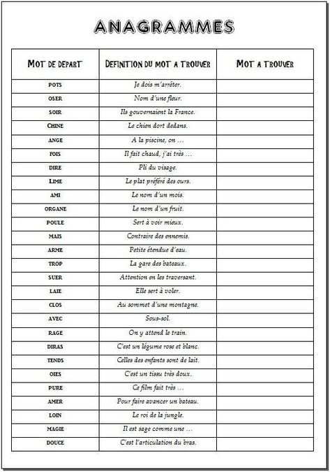 Une fiche très simple sur quelques anagrammes. Parfaite en complément du jeu produit par Cocktail Games ci-dessous : //ws-eu.amazon-adsystem.com/widgets/q?ServiceVersion=20070822&OneJS=1&… Personal Celebration, Math Methods, X Games, Cycle 3, Mental Math, Teaching French, Diy Games, Escape Game, Flower Boys