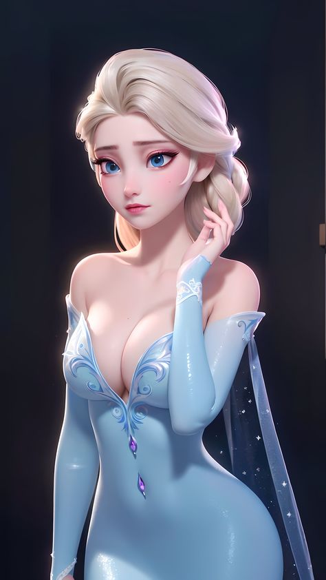 Elsa Photos, Alternative Disney Princesses, Disney Character Art, Anna Disney, Orihime Inoue, Female Cartoon Characters, Art Makeup, Female Cartoon, Queen Elsa