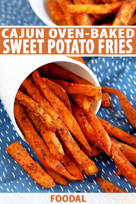 Forget using the plain old russet for your next fry adventure. Instead, look to the best cajun sweet potato fries recipe for a sweet and spicy combination. The baked snack is seasoned with a homemade spice mixture that packs a punch of savory heat. Read more now. #foodal #cajunspice #sweetpotatofries #snackideas Sweet Potato Fries Seasoning, Oven Baked Sweet Potato Fries, Oven Baked Sweet Potato, Spicy Sweet Potato Fries, Sweet Potato Fries Recipe, Potato Fries Baked, Baked Sweet Potato Fries, Sweet Potato Recipes Fries, Sweet Potato Fries Baked