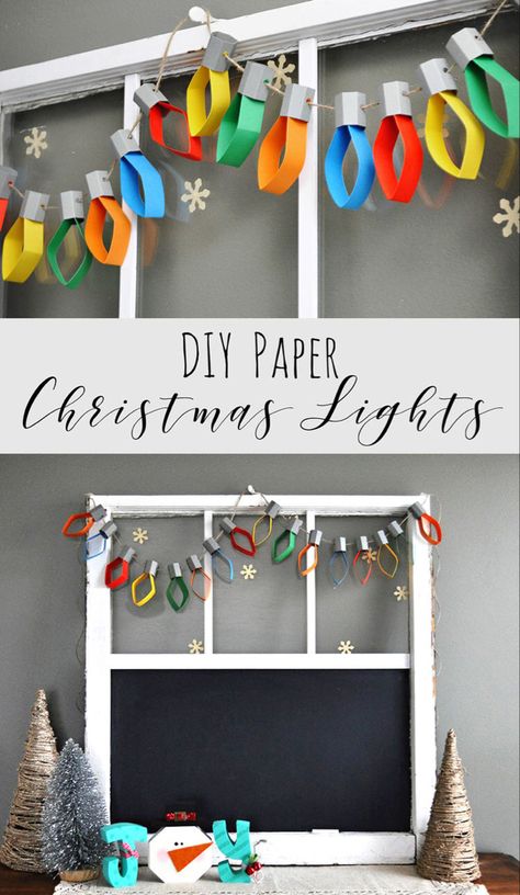 Paper Christmas Lights, Juleverksted For Barn, Jul Diy, Diy Christmas Lights, Diy Jul, Christmas Decorations For Kids, Christmas Paper Crafts, Diy Christmas Decorations Easy, Office Christmas Decorations