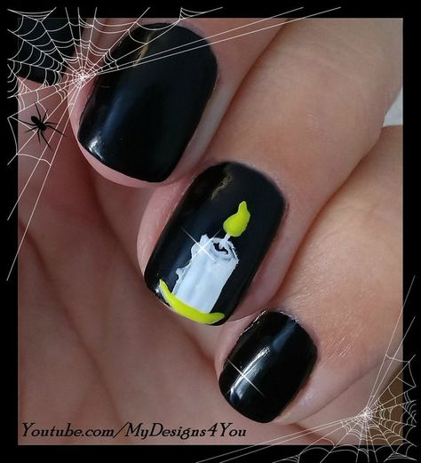 Last+minute+Halloween+nail+art+idea Candle Nail Art, Candle Nails, Halloween Nail Art Designs, Nail Art Idea, Last Minute Halloween, Fingernail Designs, Finger Nail Art, Crazy Nails, Halloween Nail