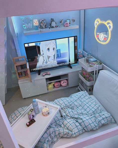 Anime Bedroom Ideas, Japan Room, Gaming Bedroom, Happy Room, Aesthetic Bedroom Ideas, Otaku Room, Gamer Room Decor, Bedroom Games, Cute Bedroom Ideas