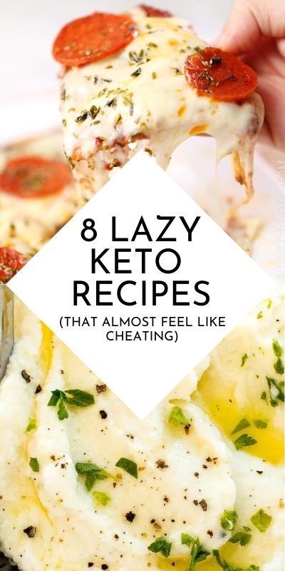 Collage image for easy keto recipes. The pin shows one image up top, and one image down bottom. And in the middle is a white diamond-shaped box with a black font title that reads, "8 Lazy Keto Recipes (That Almost Feel Like Cheating)." The recipes it does show on the pin are a pizza recipe and a cauliflower mashed potato recipe. Lazy Keto Recipes, Easy Keto Meals, Ground Beef Keto Recipes, Eating Keto, Lazy Keto, Free Keto Recipes, Keto Recipes Dinner, Diets For Beginners, Keto For Beginners