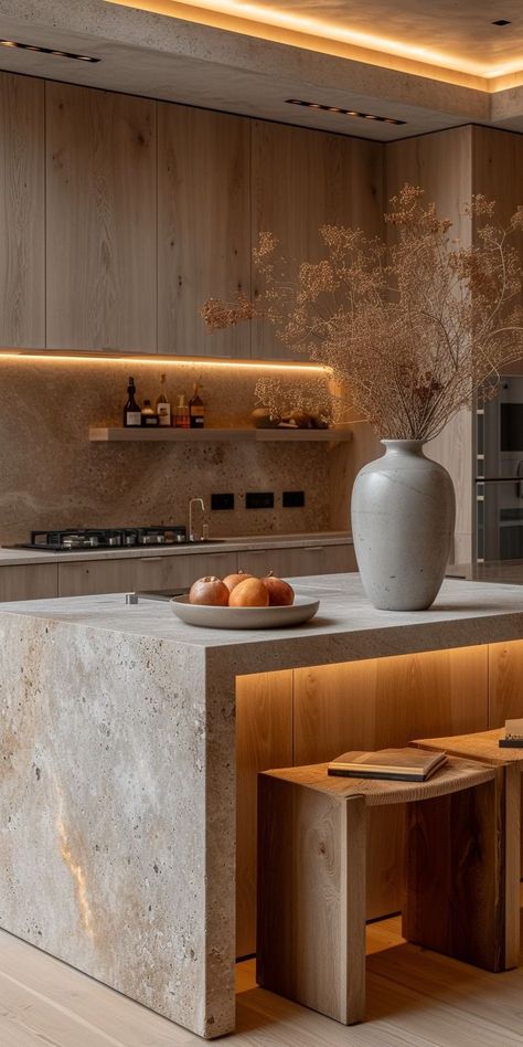 Stone Kitchen, Kitchen Inspiration Design, Kitchen Trends, Kitchen Island Lighting, Counter Tops, Luxury Kitchen, Lighting Ideas, Küchen Design, Home Decor Kitchen