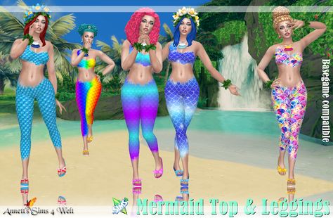 Sims 4 Cc Mermaid, Leggings Mermaid, Sims 4 Maxis Match, Toddler Tights, Male Mermaid, Mermaid Tshirt, Sims 4 Family, Mermaid Top, Pretty Mermaids