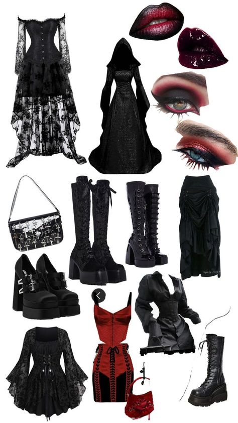 Vampiric Outfits, Vampire Clothes Aesthetic, Female Vampire Outfit, Emo Pjs, Goth Vampire Outfit, Vampire Core Outfits, Grunge Goth Outfits, Vampire Outfits, Vampire Outfit