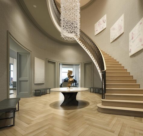 520 Park Avenue, 45 East 60th Street, Zeckendorf Development, Robert AM Stern, RAMS, Central Park nyc Penthouse Stairs, New York City Penthouse, Bicycle Room, Manhattan Penthouse, New York Penthouse, Apartment Plans, New York Apartment, Park Avenue, Staircase Design