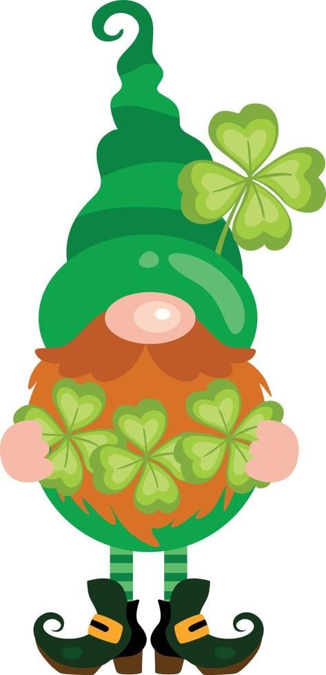 Saint Patrick s Day gnome with four leaf clovers Leaf Gnome, Four Leaves Clover, 4 Leaf Clover, Rock Painting Art, Saint Patrick, Four Leaf, Leaf Clover, St Patrick’s Day, Four Leaf Clover