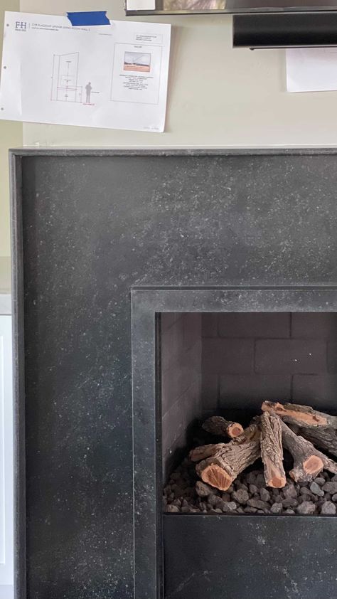 Black Limestone Fireplace, Black Granite Fireplace Surround, Soap Stone Fireplace Surround, Soapstone Fireplace Surround, Black Mist Granite, Black Granite Fireplace, Nero Mist Honed Granite, Fireplace Maintenance, Granite Fireplace Surround