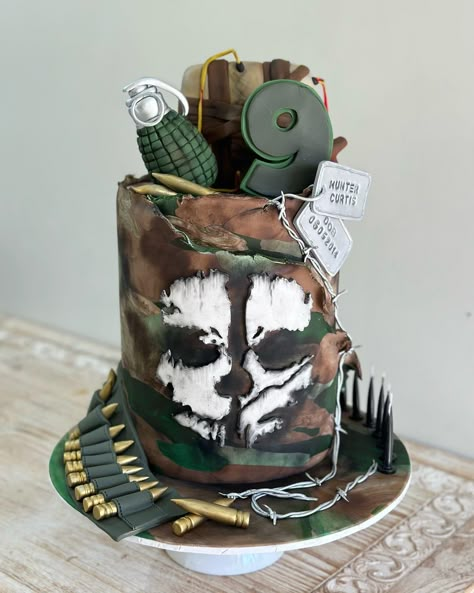 Call Of Duty Cake Ideas, Big Buff Men, Call Of Duty Cake, Ferrari Cake, Ghost Squad, Cod Cakes, Army Cake, Military Cake, August Birthdays