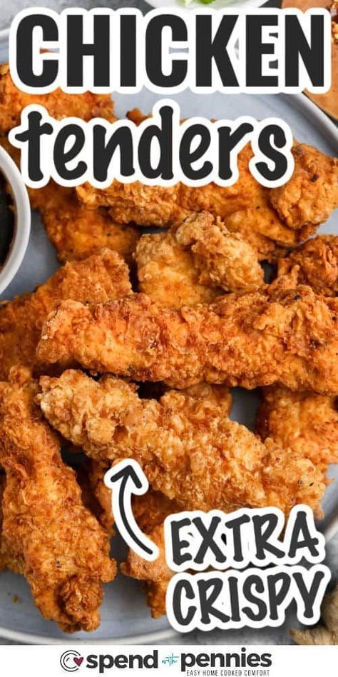 Chicken Tenders Fried Crispy, Double Fried Chicken Tenders, Chicken Tender Panko Recipes, How To Make Breading For Chicken, Fried Chicken Tenderloin Recipes Easy, Best Breaded Chicken Tenders, Best Breading For Chicken Tenders, Making Chicken Tenders, Super Crispy Chicken Tenders