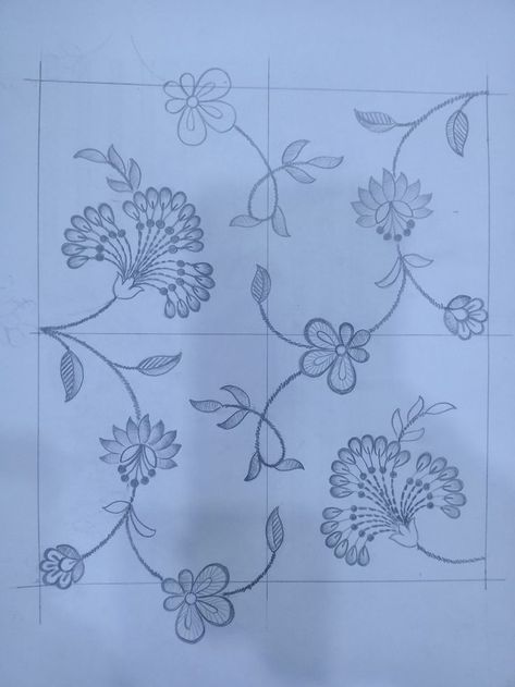 Photos On Khaka Patterns C44 Embroidery Jall Design, Embroidery Sketches Design, Jal Design, Embroidery Designs Sketch, People Embroidery, Flower Pattern Drawing, New Embroidery Designs, Simple Hand Embroidery Patterns, Design Pattern Art