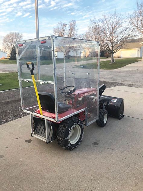 Made-It-Myself Lawn Tractor Cab Lawn Tractor Trailer, Wheel Horse Tractor, Tractor Cabs, Homemade Tractor, Farm Show, Tractor Idea, Tractor Mower, Riding Mowers, Tractor Pulling