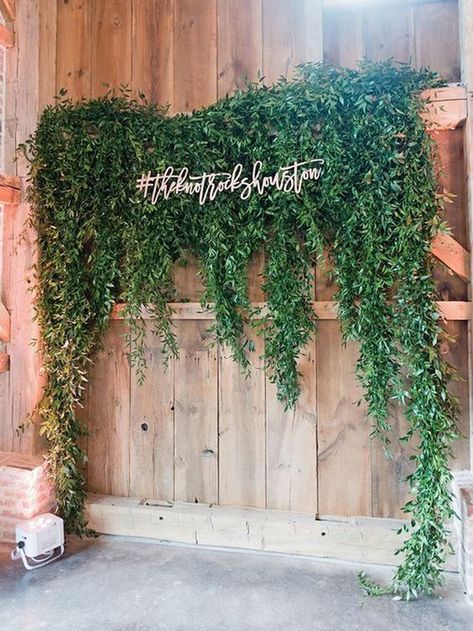 Coffee Boutique, Curated Spaces, Wedding Hashtag Sign, Greenery Wedding Decor, Wedding Ceremony Ideas, Wedding Reception Backdrop, Photo Backdrop Wedding, Foliage Wedding, Wedding Hashtag