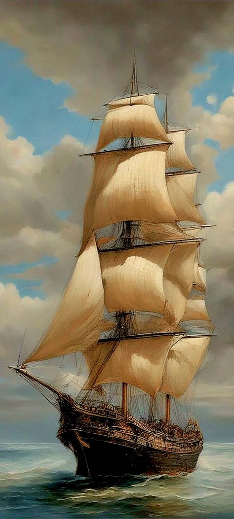 Funny Boat Names, Tall Ships Art, Funny Boat, Pirate Ship Art, Ocean Art Painting, Old Ship, Navi A Vela, Sailing Art, Old Sailing Ships