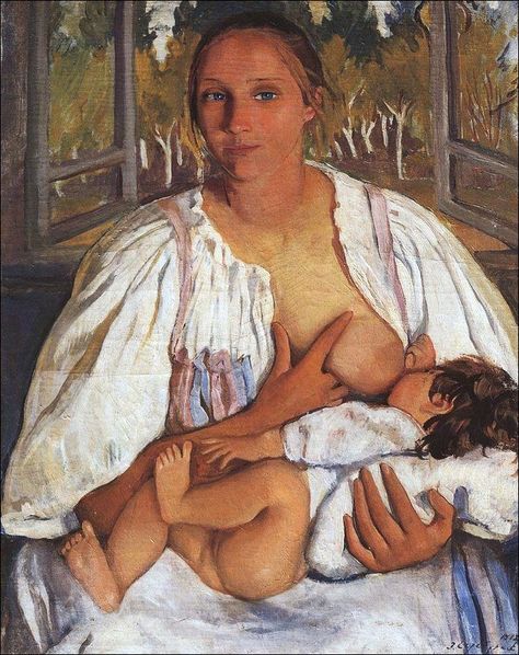 Serebriakova, Zinaida (Russian, 1884-1967) - Nurse Feeding Baby - 1912 Zenaida Serebriakova, Zinaida Serebriakova, Breastfeeding Art, Women Artist, Russian Painters, 12 December, Mother Child, Oil Painting Reproductions, Russian Artists