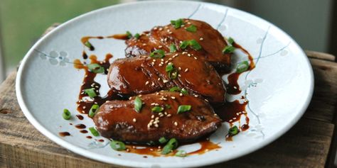 Japanese Yakitori-Style Pan-Roasted Duck Breast – Andrew Zimmern Japanese Duck Recipe, Duck Dishes, Roasted Duck Breast, Duck Breast Recipe, Duck Rabbit, Duck Confit, Duck Breast, Duck Fat, Duck Duck Goose