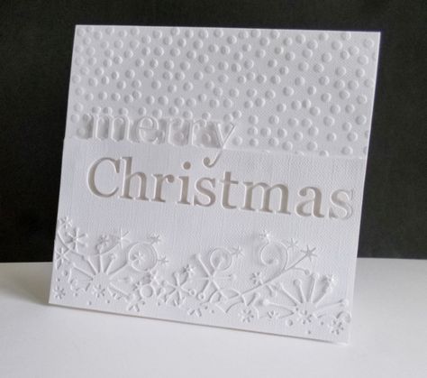 F4A354 ~ White Christmas by sistersandie - Cards and Paper Crafts at Splitcoaststampers White Christmas Cards Handmade, White Christmas Cards, White Christmas Card, Christmas Card Tutorials, Simple Christmas Cards, White Cards, Falling Snow, Christmas Decoration Ideas, Homemade Christmas Cards