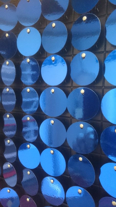 Close up of our Blue Sequins - shimmering!!! #bluesequin #sequinsigns #shimmeringsign Sequins Wall, Sequin Wall, Donor Wall, Bedroom Design Trends, Tin Can Art, Aluminum Can Crafts, Abstract Art Diy, Store Interiors, Exhibition Booth Design