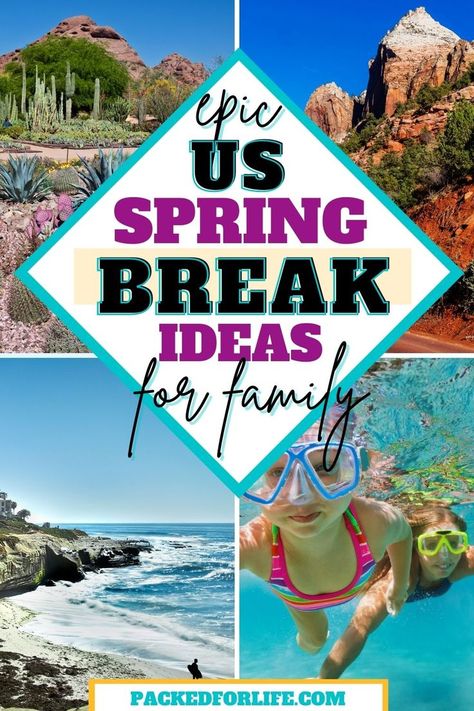 Spring Break For Kids, Spring Break With Kids, Spring Break Destinations Families, Best Vacations With Kids, Family Friendly Vacation Destinations, Best Spring Break Destinations, Spring Break Ideas, Spring Travel Destinations, Family Vacations Usa