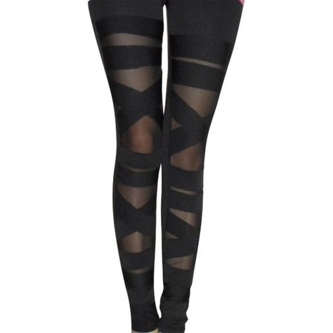 Dawdyfu Womens Sexy Slim Stretch Ripped Bandage Tights Leggings Pants ($12) ❤ liked on Polyvore featuring pants, leggings, tights, sexy stretch pants, torn leggings, distressed pants, slim fit trousers and sexy leggings Torn Leggings, Bandage Leggings, Distressed Leggings, Ripped Leggings, Tights Socks, Mesh Panel Leggings, Ripped Pants, Stocking Tights, Slim Trousers