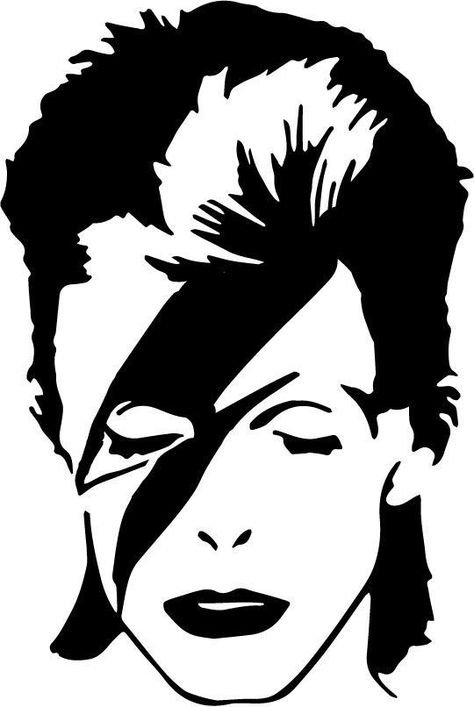 David Bowie Silhouette, David Bowie Stencil, David Bowie Alladin Sane, David Bowie Drawing, Face Outline Tattoo, David Bowie Logo, Bowie Vinyl, David Bowie Tattoo, Kiss Artwork