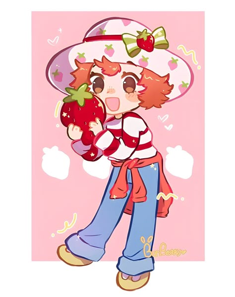 Strawberry Shortcake Fanart, Strawberry Shortcake Cartoon, Strawberry Shortcake Characters, Pretty Drawings, Cute Strawberry, Dessin Adorable, Cute Art Styles, Kawaii Art, Strawberry Shortcake