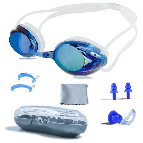 PRICES MAY VARY. 100% silica Imported ◆UV PROTECTION:PHELRENA 3d swimming goggles is professional racing goggles. The lenses of the 3d goggles glasses are treated with ultraviolet light absorber that can effectively block the sun's harmful UVA and UVB rays and protect your eyes from the sun's harmful damage.The top-rated swimming goggles with nose clip ear plugs of silicone,clean cloth and protection box cases to solve the problem that your glasses of no nose ear plugs. Ear plugs, nose clips are Swimming Goggles Kids, Goggles Glasses, Kids Swim, Swim Goggles, Nose Clip, Ultraviolet Light, Spectacles Frames, Silicone Rings, Earplugs