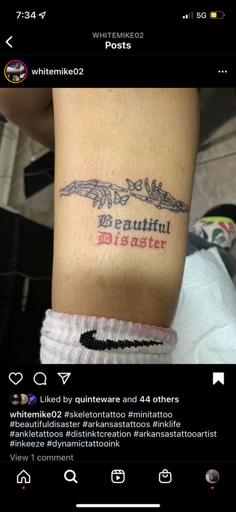 Skeleton Ankle Tattoo, Beautiful Disaster Tattoo, Disaster Tattoo, Arkansas Tattoo, Dynamic Tattoo Ink, 2023 Tattoo, Morning Handsome, Good Morning Handsome, Skeleton Tattoos