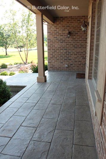 Stamped Concrete Colors, Stamped Concrete Patio Designs, Stamped Concrete Walkway, Concrete Front Porch, Concrete Patio Designs, Porch Remodel, Concrete Walkway, Stamped Concrete Patio, Front Porch Design