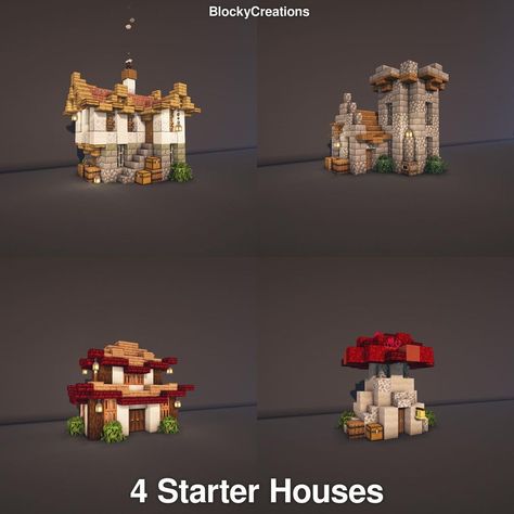 BlockyCreations|Minecraft’s Instagram photo: “Today I’ve got for you my 4 ideas for a starter house - enjoy 😃 — •Version: 1.16.5 •Shaders: BSL •Resource Pack: Jerms better leaves — 🟩…” Blockycreations Minecraft, Minecraft S, Minecraft Starter House, Case Minecraft, Minecraft Redstone, Starter House, Minecraft Mansion, Bangunan Minecraft, Easy Minecraft Houses