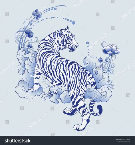 illustration white tiger design in tattoo blue Porcelain for print elements vector with light blue ceramic color background #Ad , #Affiliate, #tattoo#blue#Porcelain#design Tiger Climbing, Fun References, Blue Ink Tattoos, Big Cat Tattoo, Tiger Tattoo Design, Tiger Drawing, Tiger Illustration, Cloud Design, Blue Tattoo