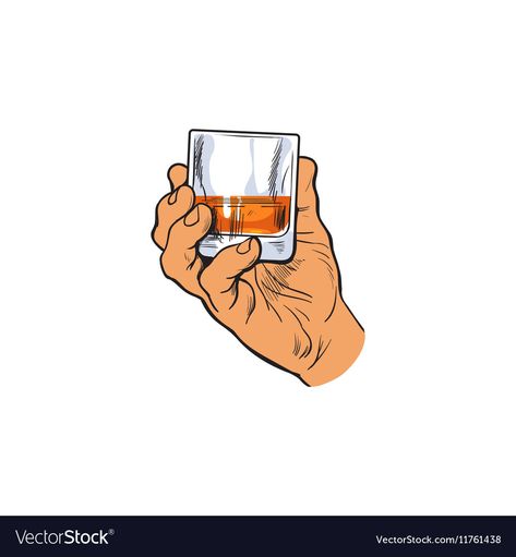 Hand Holding Glass Drawing, Aku Cape, Hand Holding Drink, Whisky Illustration, Cocktails Drawing, Whiskey Art, Glass Of Whiskey, Liquor Glass, Bear Artwork