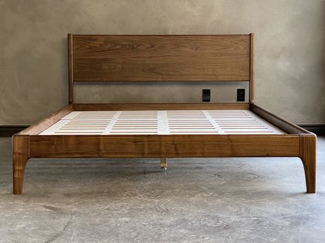 Mid Century Furniture Portland — Boundary Fog Furniture Mcm Wood Bed Frame, Walnut Platform Bed, Mid Century Bed Frame, Bed Mid Century, Walnut Bed Frame, Custom Bed Frame, Mid Century Bed, Bedroom Beds, Mid Century Modern Bed