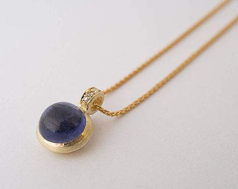 Silver Pinky Ring, Solid Gold Bangle, Dainty Pendant Necklace, Contemporary Fine Jewelry, Iolite Stone, Necklace Purple, Solid Gold Band, Dainty Pendant, Bezel Pendant