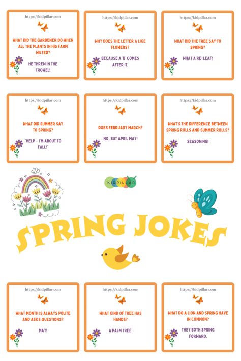 Spring Puns, Spring Jokes, Easter Jokes, Spring Lunch, Lunchbox Jokes, One Liner Jokes, Teacher Helper, Dad Jokes Funny, Clean Jokes