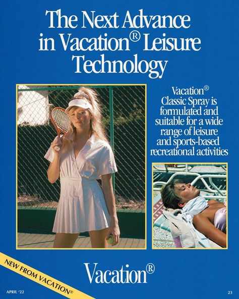 Vacation® (@vacationinc) • Instagram photos and videos Vintage Sunscreen Ads, Vacation Sunscreen Aesthetic, 2000s Website, Stream Aesthetic, Retro Editorial, Sunscreen Application, Sunscreen Product, Hot Pilates, Sunscreen Spray