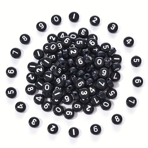 Number Beads, Diy Jewelry Earrings, Beaded Flats, Black Circle, Jewelry Making Project, Color Number, Large Hole Beads, Rhinestone Bead, Polymer Clay Beads