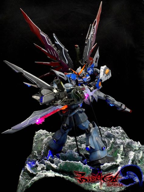 GUNDAM GUY: Destiny Gundam - Diorama Build Gundam Transformers, Destiny Gundam, Mythological Monsters, Toy Story Figures, Gundam Toys, Gundam Custom Build, Armored Core, Gundam Seed, Action Toys