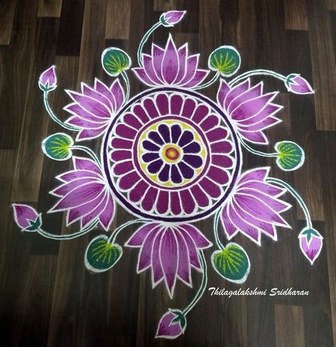 Diwali Rangoli Flowers Design, Beautiful Rangoli Designs Latest Easy, Rangoli Designs With Paint, Rangoli Small Easy, Paint Rangoli Designs On Floor, Mugullu Rangoli Designs, Rangoli Kolam Designs With Colour, Best Rangoli Designs For Diwali, Paint Rangoli