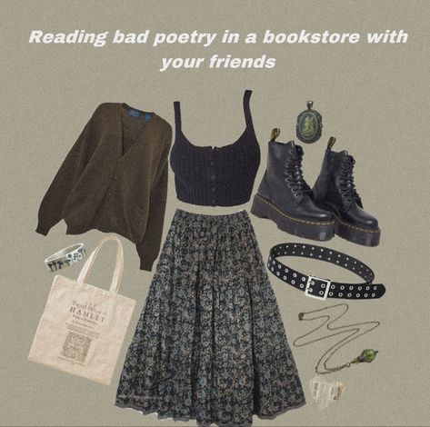 #aesthetic #niche #books #outfits Morgancore Aesthetic Outfits, Wilbur Soot Aesthetic Clothes, Small Town Aesthetic Outfits, Photographer Aesthetic Outfit, Book Worms Aesthetic Outfit, Poetry Outfit, Niche Outfit, Books Outfits, Work Outfit Office