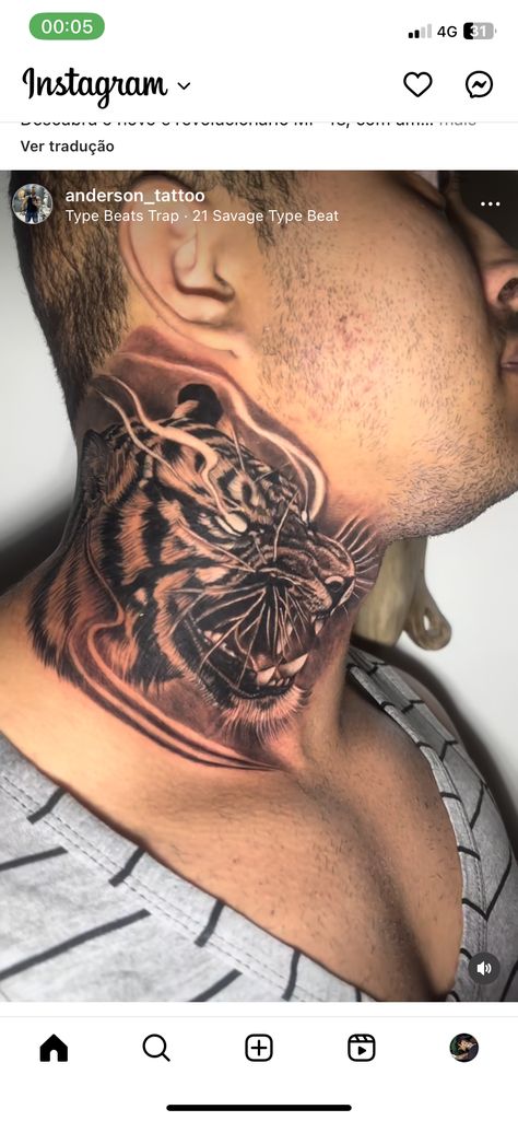 Tiger Neck Tattoo, Tiger Tattoo Back, Hand And Finger Tattoos, Bored Board, Neck Tattoos, Tiger Tattoo, Finger Tattoos, Neymar Jr, Neck Tattoo